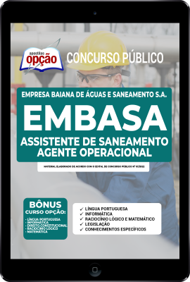 Apostila EMBASA em PDF -  Assistente de Saneamento - Agente Operacional