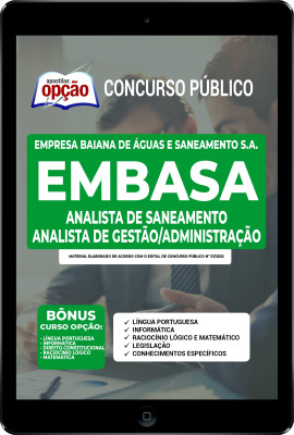 Apostila EMBASA em PDF - Analista de Saneamento - Analista de Gestão/Administração