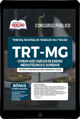 Apostila TRT-MG em PDF - Comum aos Cargos de Ensino Médio/Técnico e Superior