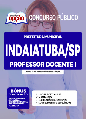 Apostila Prefeitura de Indaiatuba - SP - Professor Docente I