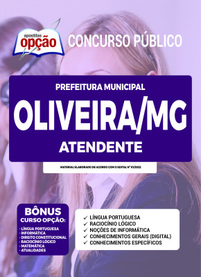 Apostila Prefeitura de Oliveira - MG - Atendente