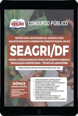Apostila SEAGRI-DF em PDF - Comum a Especialidade de Técnico de Desenvolvimento e Fiscalização Agropecuária: Técnico de Laboratório