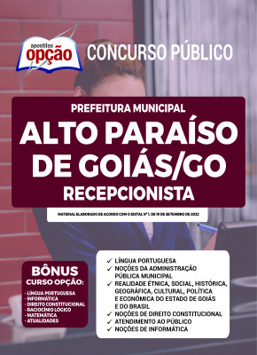 Apostila Prefeitura de Alto Paraíso de Goiás - GO - Recepcionista