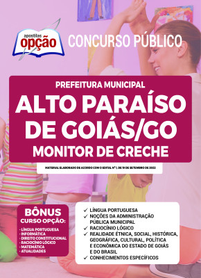 Apostila Prefeitura de Alto Paraíso de Goiás - GO - Monitor de Creche
