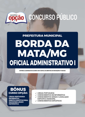Apostila Prefeitura de Borda da Mata - MG - Oficial Administrativo I