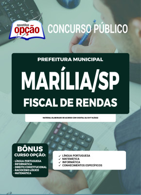 Apostila Prefeitura de Marília - SP - Fiscal de Rendas