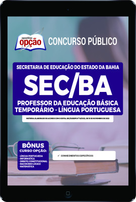 Apostila SEC-BA em PDF - Professor da Educação Básica Temporário - Língua Portuguesa