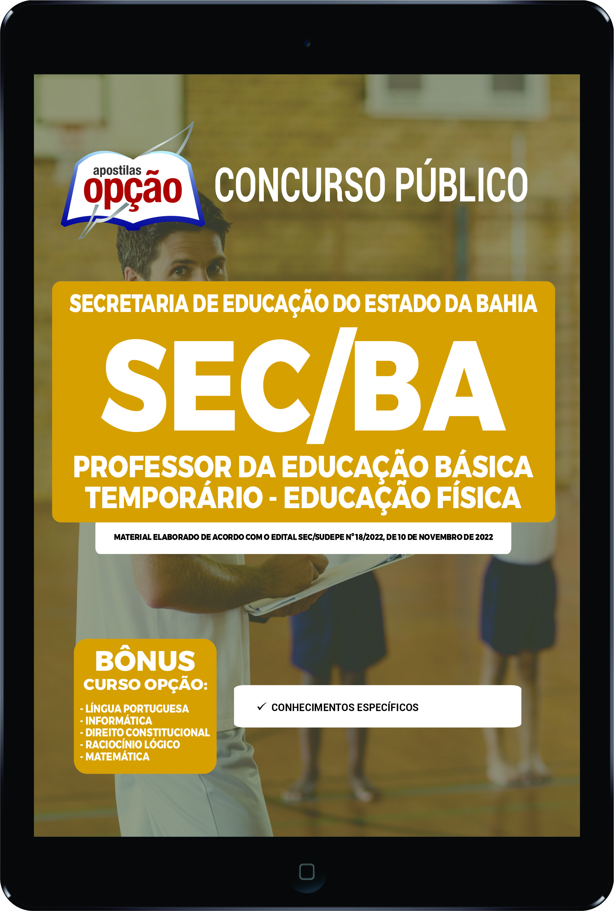 Apostila SEC-BA PDF - PEB Temporário - Educação Física 2022