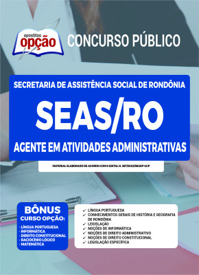 Apostila SEAS-RO - Agente em Atividades Administrativas