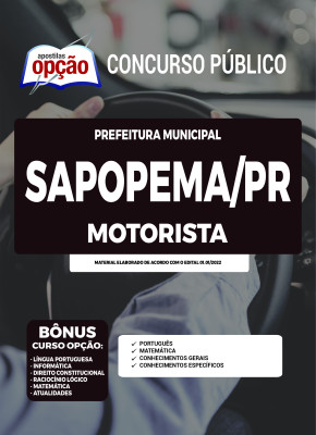 Apostila Prefeitura de Sapopema - PR - Motorista