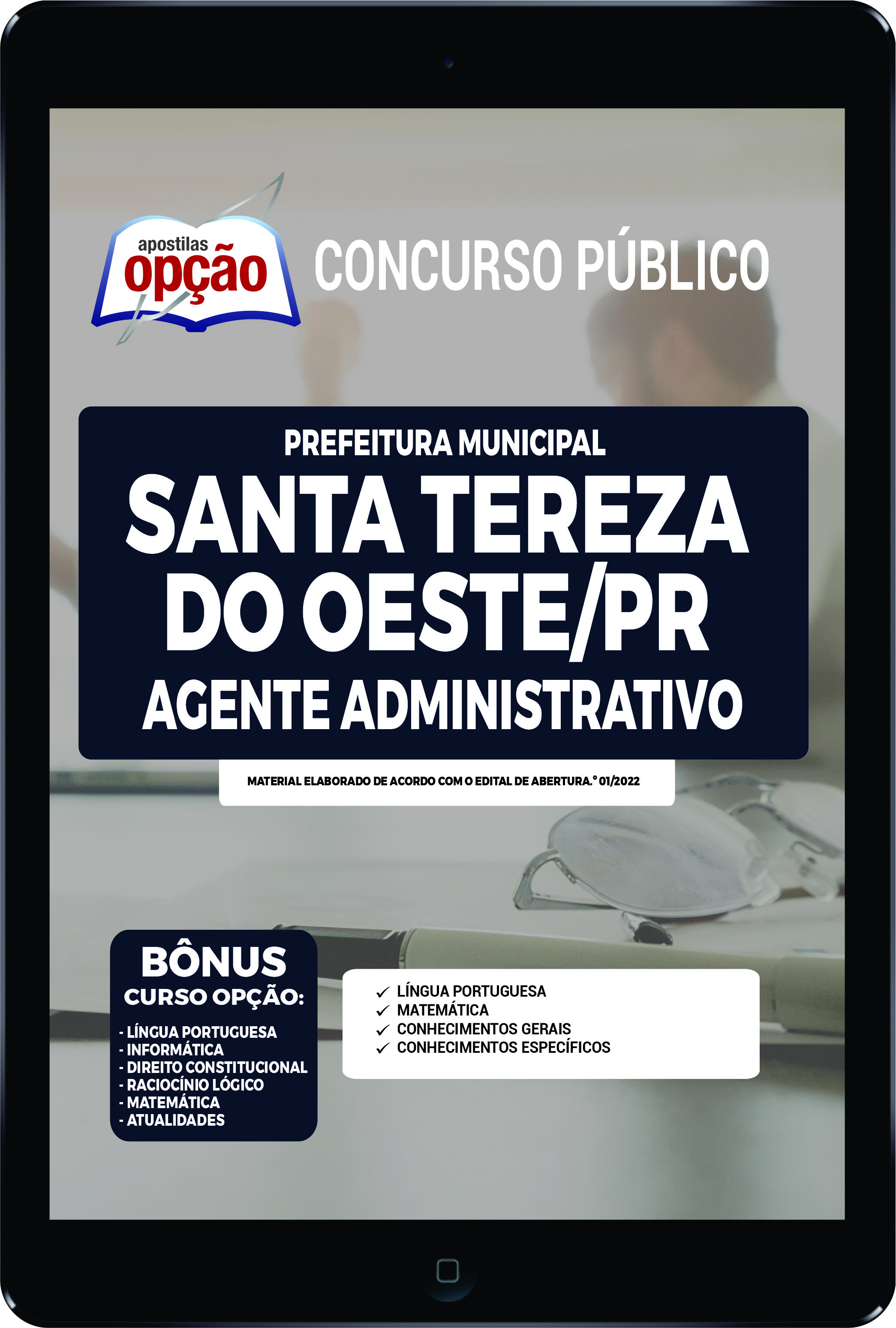 Apostila Prefeitura  Santa Tereza do Oeste PR PDF Agente Administrativo 2022