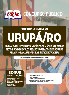 Apostila Prefeitura de Urupá - RO - Fundamental Incompleto