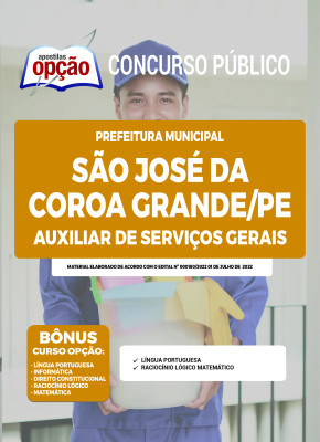 Apostila Prefeitura de São José da Coroa Grande - PE - Auxiliar de Serviço Gerais