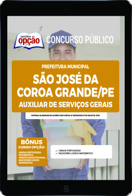 Apostila Prefeitura de São José da Coroa Grande - PE em PDF - Auxiliar de Serviço Gerais