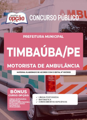 Apostila Prefeitura de Timbaúba - PE - Motorista de Ambulância