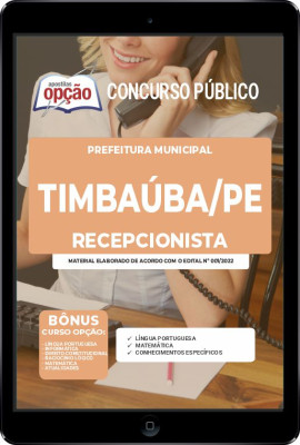 Apostila Prefeitura de Timbaúba - PE em PDF Recepcionista 