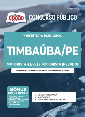 Apostila Prefeitura de Timbaúba - PE - Motorista Leve e Pesado