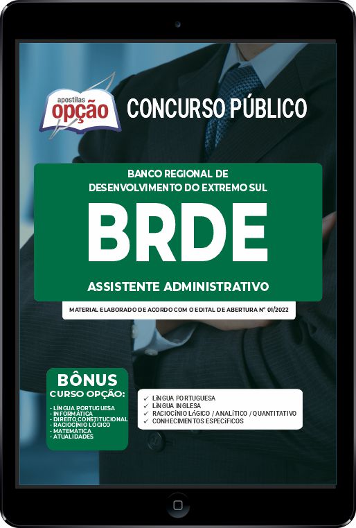 Apostila BRDE em PDF - Assistente Administrativo 2023