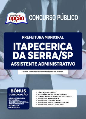 Apostila Prefeitura de Itapecerica da Serra - SP  - Assistente Administrativo