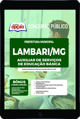 Apostila Prefeitura de Lambari - MG - em PDF Auxiliar de Serviços de Educação Básica