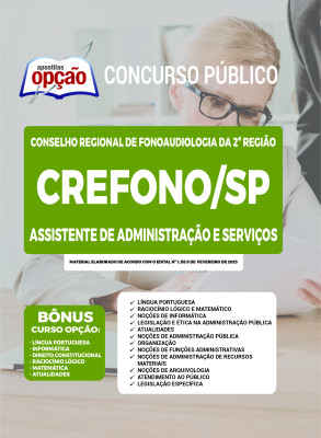 Apostila CREFONO-SP - Assistente de Administração e Serviços