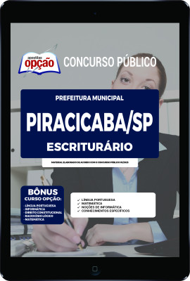 Apostila Prefeitura de Piracicaba - SP em PDF - Escriturário 2023