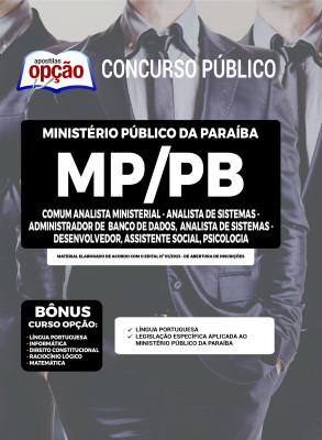 Apostila MP-PB - Comum Analista Ministerial: Analista de Sistemas - Administrador de Banco de Dados, Analista de Sistemas – Desenvolvedor, Assistente Social e Psicologia