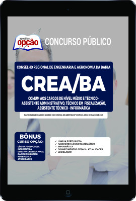 Apostila CREA-BA em PDF - Comum aos Cargos de Nível Médio e Técnico: Assistente Administrativo, Técnico em Fiscalização e Assistente Técnico - Informática 