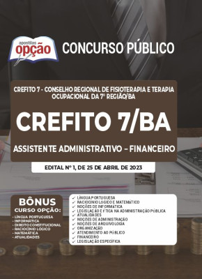 Apostila CREFITO 7 Bahia - Assistente Administrativo - Financeiro