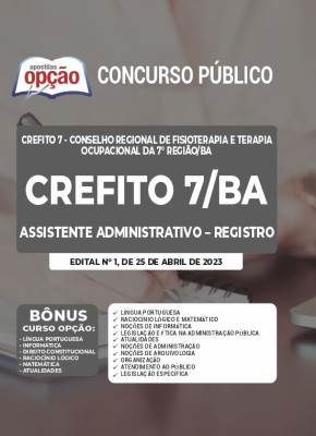 Apostila CREFITO 7 Bahia - Assistente Administrativo - Registro