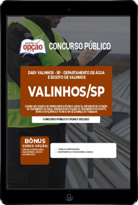 Apostila DAEV Valinhos - SP em PDF - Comum aos Cargos de Ensino Médio/Técnico