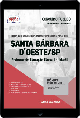 Apostila Prefeitura de Santa Bárbara D Oeste - SP em PDF - Professor de Educação Básica l - Infantil