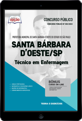 Apostila Prefeitura de Santa Bárbara D Oeste - SP em PDF - Técnico em Enfermagem