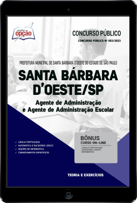 Apostila Prefeitura de Santa Bárbara D Oeste - SP em PDF - Agente de Administração e Agente de Administração Escolar