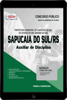 Apostila Prefeitura de Sapucaia do Sul - RS em PDF - Auxiliar de Disciplina