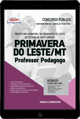 Apostila Prefeitura de Primavera do Leste - MT em PDF - Professor Pedagogo