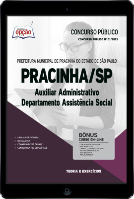 Apostila Prefeitura de Pracinha - SP em PDF - Auxiliar Administrativo Departamento Assistência Social