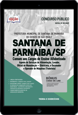 Apostila Prefeitura de Santana de Parnaíba - SP em PDF - Comum aos Cargos de Ensino Alfabetizado