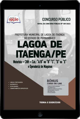 Apostila Prefeitura de Lagoa de Itaenga - PE em PDF - Motorista e Operador(a) de Máquinas