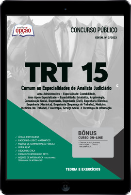 Apostila TRT 15 em PDF - Comum as Especialidades de Analista Judiciário