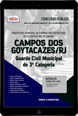 Apostila Prefeitura de Campos dos Goytacazes - RJ em PDF - Guarda Civil Municipal de 3ª Categoria