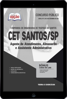 Apostila CET Santos - SP em PDF - Agente de Atendimento, Almoxarife e Assistente Administrativo