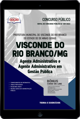 Apostila Prefeitura de Visconde do Rio Branco - MG em PDF - Agente Administrativo e Agente Administrativo em Gestão Pública