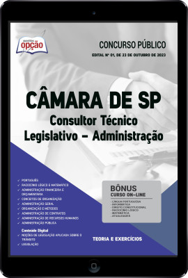 Apostila Câmara de SP em PDF - Consultor Técnico Legislativo - Administração