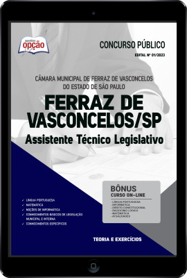 Apostila Câmara de Ferraz de Vasconcelos - SP em PDF - Assistente Técnico Legislativo