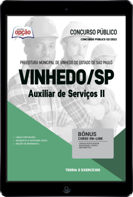 Apostila Prefeitura de Vinhedo - SP em PDF - Auxiliar de Serviços II