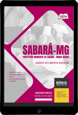 Apostila Prefeitura de Sabará - MG em PDF - Agente de Limpeza Escolar