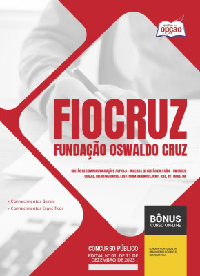 Apostila Fiocruz 2024 - Gestão de Compras/Licitações/UF (RJ) - Analista de Gestão em Saúde