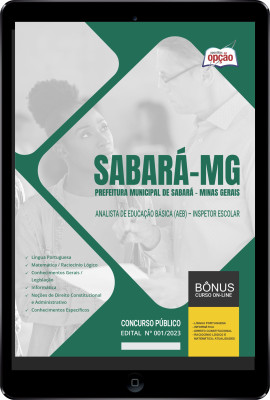 Apostila Prefeitura de Sabará - MG em PDF - Analista De Educação Básica (Aeb) – Inspetor Escolar