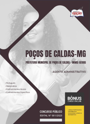 Apostila Prefeitura de Poços de Caldas - MG 2024 Agente Administrativo